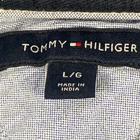 Tommy Hilfiger Sweater Men's Large Blue Quarter Zip Flag Embroidered Preppy Golf - Picture 3 of 11